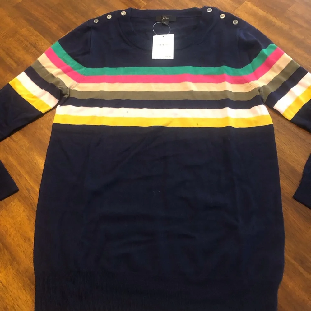 New w/ Defect: J. Crew Tippi Sweater in Multistripe with Buttons in size Small!